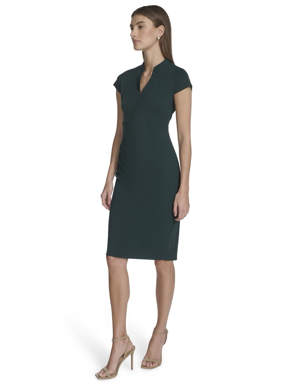 Andrew Marc Cap Sleeve Hunter Green Dress 14 NWOT
